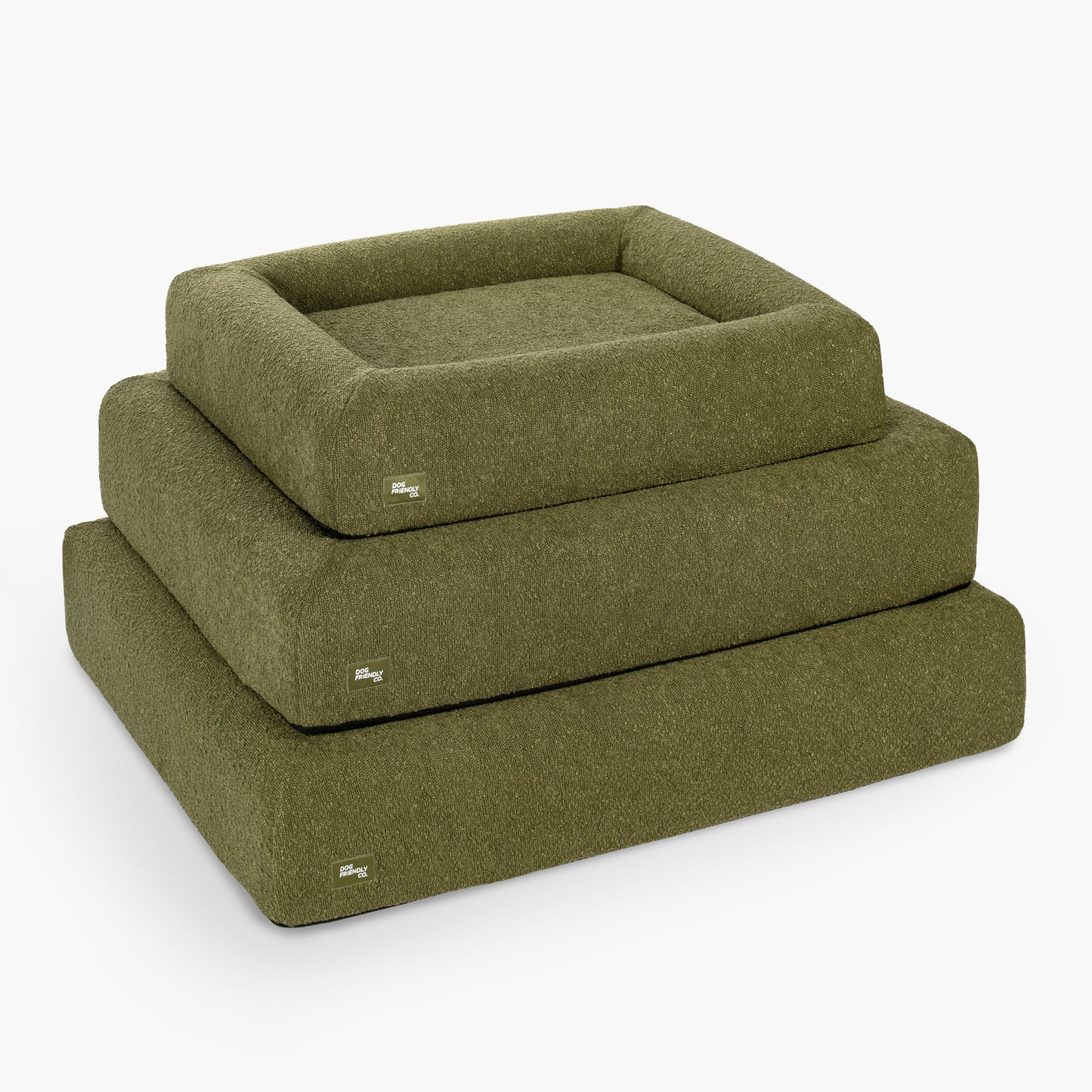 Premium Orthopedic Memory Foam Dog Bed - Green Bouclé (Medium)