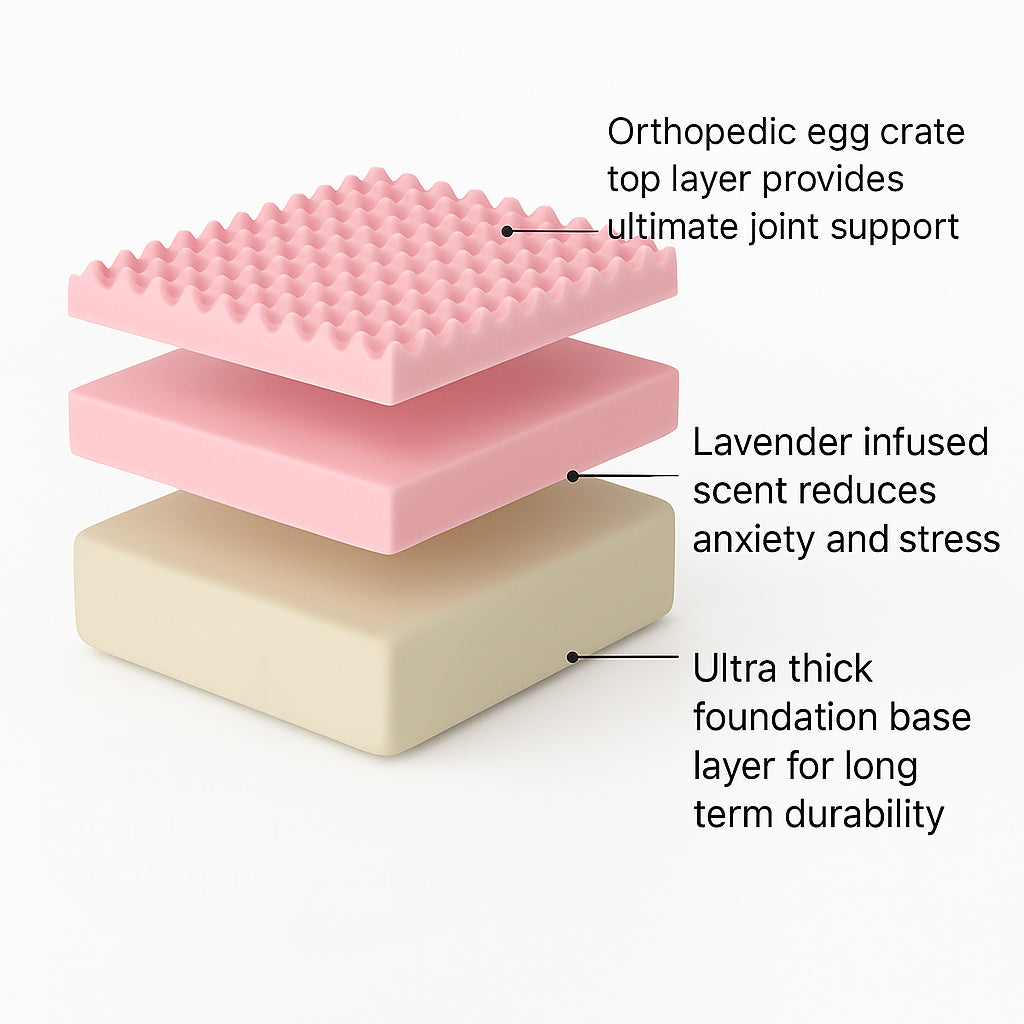 Premium Orthopedic Memory Foam Dog Bed - Cream (Medium)