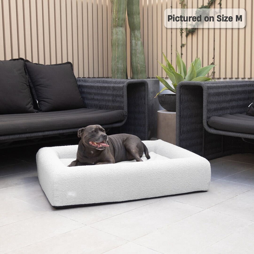 Premium Orthopedic Memory Foam Dog Bed - Grey Bouclé (Small)